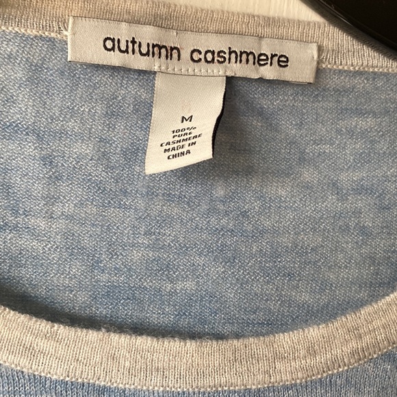 Autumn Cashmere Blue Gray Striped Sweater Size M - Picture 3 of 4